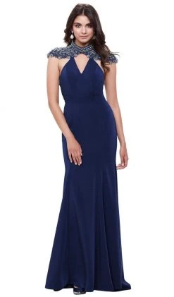 Nox Anabel - 8293 Beaded Crisscrossed Open Back Evening Gown Formal Gowns