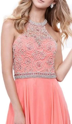 Formal Gowns Nox Anabel - 8295 Beaded Illusion Halter A-line Dress 7 Formal Gowns Nox Anabel - 8295 Beaded Illusion Halter A-line Dress