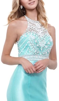 Nox Anabel - 8296 Illusion Halter Beaded Bodice Mermaid Gown