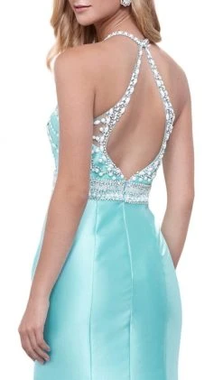 Nox Anabel - 8296 Illusion Halter Beaded Bodice Mermaid Gown