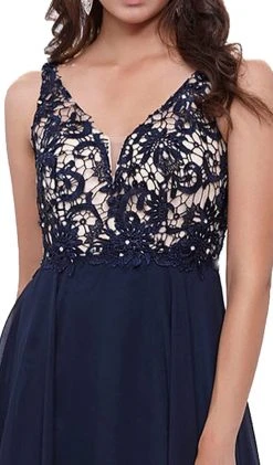 Nox Anabel - 8297 Sleeveless Lace Bodice A-Line Evening Dress