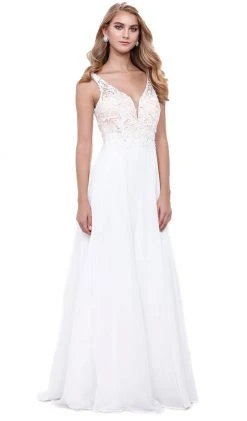 Nox Anabel - 8297 Sleeveless Lace Bodice A-Line Evening Dress