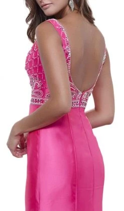 Nox Anabel - 8307 Sleeveless V-Neck Beaded Bodice Trumpet Gown 11 Nox Anabel - 8307 Sleeveless V-Neck Beaded Bodice Trumpet Gown