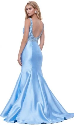 Nox Anabel - 8307 Sleeveless V-Neck Beaded Bodice Trumpet Gown 13 Nox Anabel - 8307 Sleeveless V-Neck Beaded Bodice Trumpet Gown