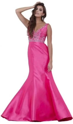 Nox Anabel - 8307 Sleeveless V-Neck Beaded Bodice Trumpet Gown