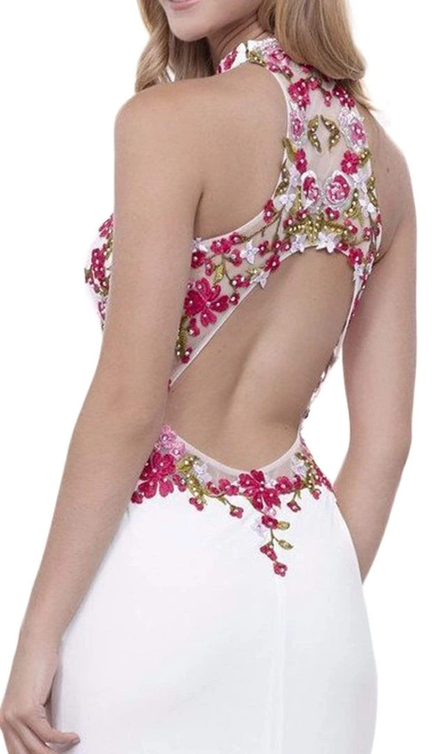 Nox Anabel - 8322 Floral Embroidered Halter Jersey Evening Dress Formal Gowns 6 Nox Anabel - 8322 Floral Embroidered Halter Jersey Evening Dress Formal Gowns