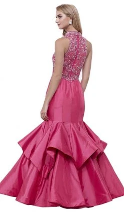 Nox Anabel - 8330 Beaded High Neck Ruffled Mermaid Evening Gown Formal Gowns