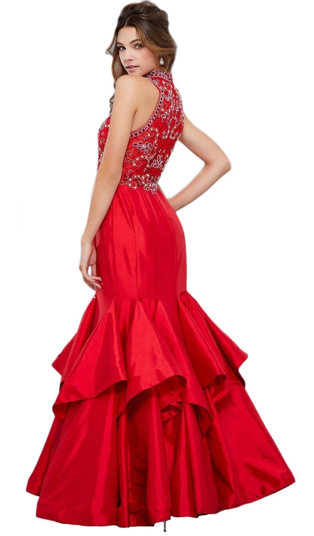 Nox Anabel - 8330 Beaded High Neck Ruffled Mermaid Evening Gown Formal Gowns 10 Nox Anabel - 8330 Beaded High Neck Ruffled Mermaid Evening Gown Formal Gowns