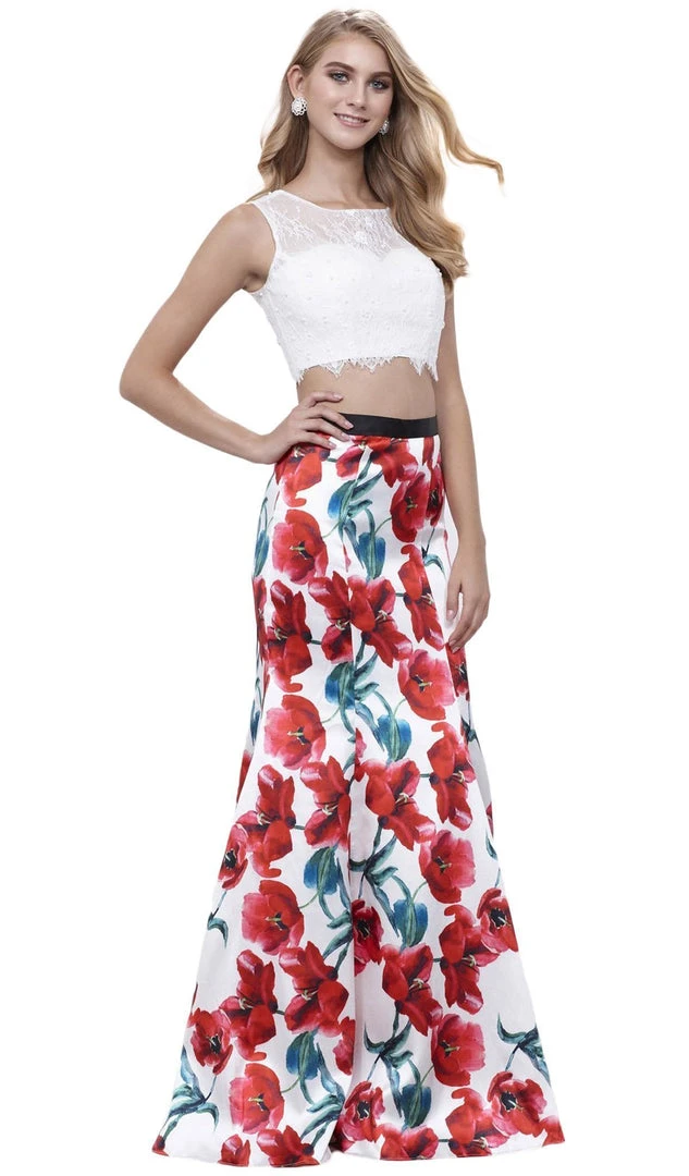 Formal Gowns Nox Anabel - 8342 Sleeveless Lace Floral Trumpet Evening Dress 3 Formal Gowns Nox Anabel - 8342 Sleeveless Lace Floral Trumpet Evening Dress