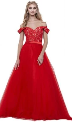 Nox Anabel - 8372 Lace Off-Shoulder Ballgown