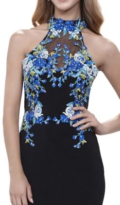 Formal Gowns Nox Anabel - 8375 Sleeveless Laced Halter Jersey Evening Dress