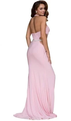 Nox Anabel - A046 Plunging Halter Embellished Sheath Dress 14 Nox Anabel - A046 Plunging Halter Embellished Sheath Dress