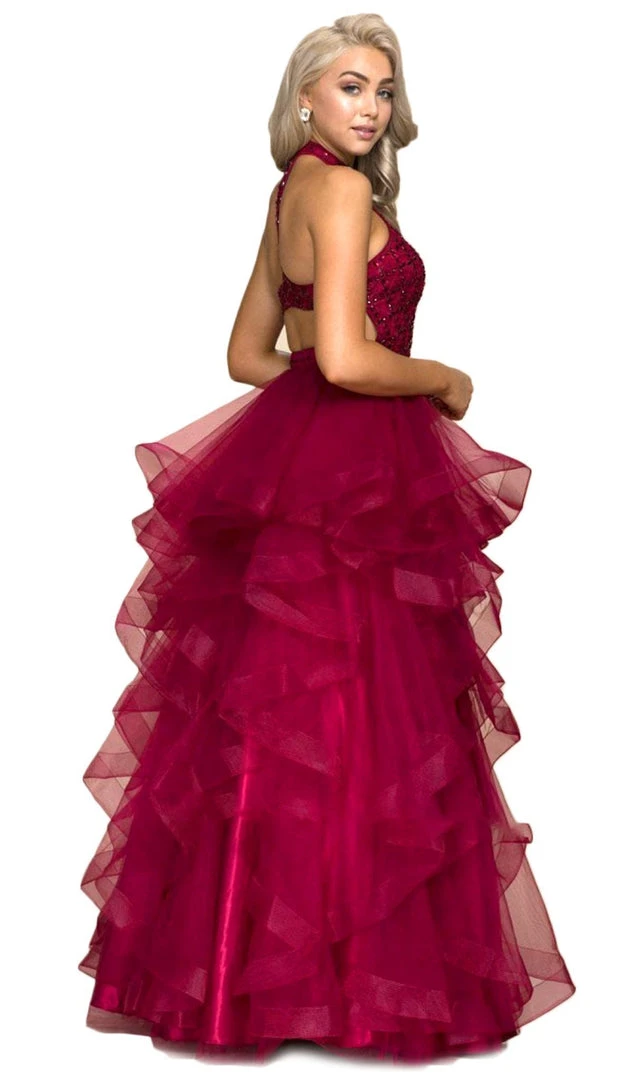 Nox Anabel - A065 Lattice Beaded High Halter Tulle Ballgown Formal Gowns 5 Nox Anabel - A065 Lattice Beaded High Halter Tulle Ballgown Formal Gowns