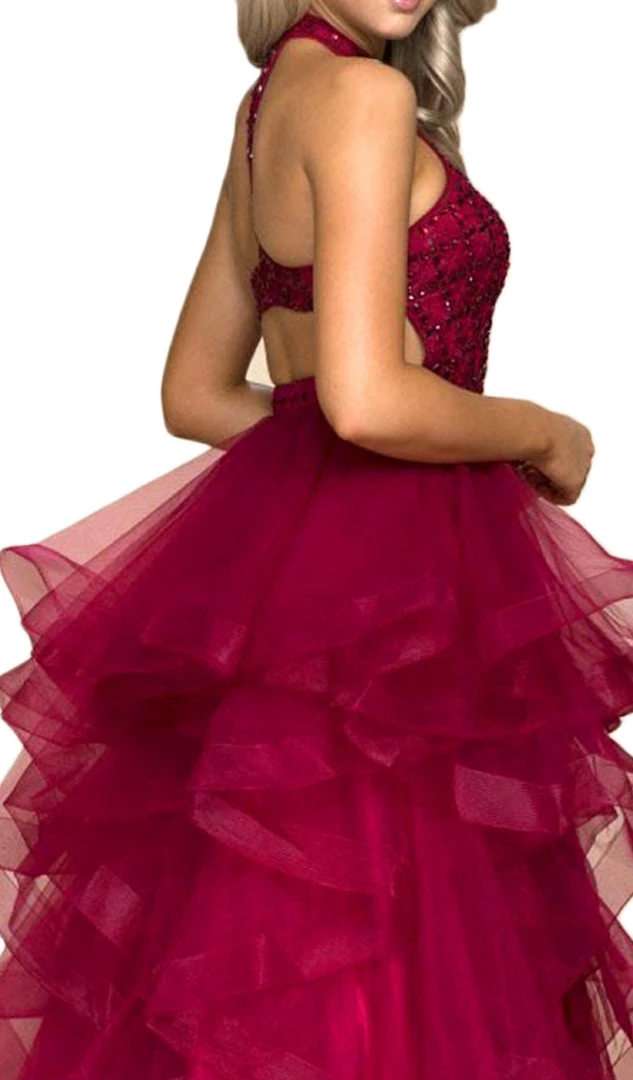 Nox Anabel - A065 Lattice Beaded High Halter Tulle Ballgown Formal Gowns 6 Nox Anabel - A065 Lattice Beaded High Halter Tulle Ballgown Formal Gowns