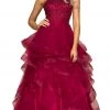 Nox Anabel - A065 Lattice Beaded High Halter Tulle Ballgown Formal Gowns