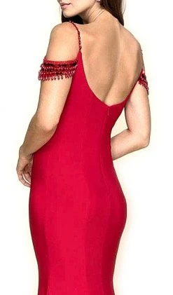 Nox Anabel - A073 Beaded Off-Shoulder Georgette Mermaid Gown