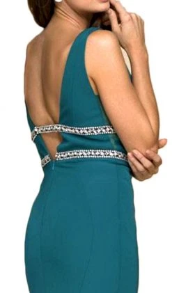 Formal Gowns Nox Anabel - A076 Sleeveless Jewel-Banded V-Neck Mermaid Gown