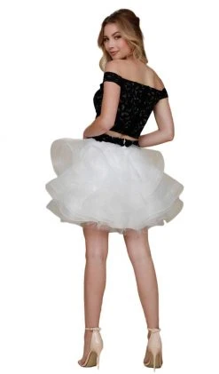 Nox Anabel - A613 Off Shoulder Crop Top Ruffled Skirt Party Dress Cocktail Dresses 14 Nox Anabel - A613 Off Shoulder Crop Top Ruffled Skirt Party Dress Cocktail Dresses