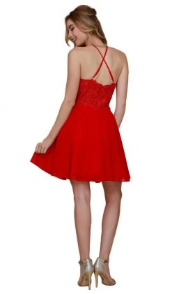 Nox Anabel - A615 Embroidered Halter Neck Chiffon A-line Dress Cocktail Dresses 7 Nox Anabel - A615 Embroidered Halter Neck Chiffon A-line Dress Cocktail Dresses