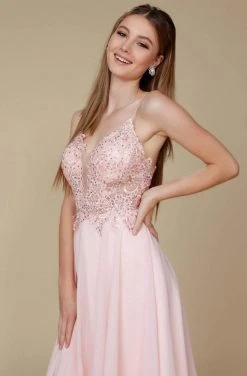 Cocktail Dresses Nox Anabel - A660 Beaded Lace V-neck A-line Dress 10 Cocktail Dresses Nox Anabel - A660 Beaded Lace V-neck A-line Dress