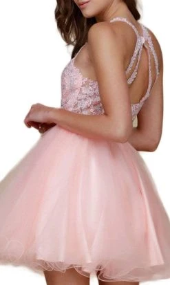 Nox Anabel - B652 Sparkly Lace Applique Bodice Tulle Cocktail Dress