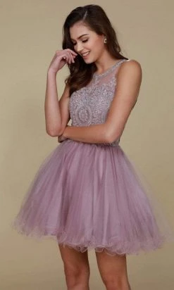 Nox Anabel - B652 Sparkly Lace Applique Bodice Tulle Cocktail Dress