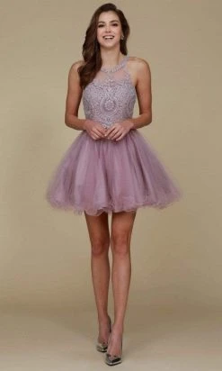 Nox Anabel - B652 Sparkly Lace Applique Bodice Tulle Cocktail Dress