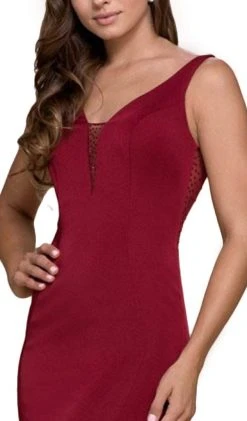 Nox Anabel - C001 Bejeweled Illusion Inset Plunging V-Neck Evening Gown