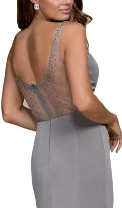 Nox Anabel - C001 Bejeweled Illusion Inset Plunging V-Neck Evening Gown