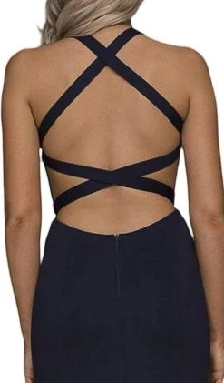 Nox Anabel - C023 Plunging Halter Sheath Dress Formal Gowns