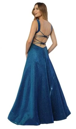Nox Anabel - C240 Glimmering Square Neck Strappy Back A-Line Gown Formal Gowns 13 Nox Anabel - C240 Glimmering Square Neck Strappy Back A-Line Gown Formal Gowns