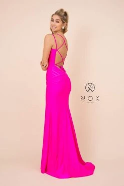 Nox Anabel - C301 Sleeveless Crisscross String Open Back Prom Dress