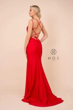 Nox Anabel - C301 Sleeveless Crisscross String Open Back Prom Dress