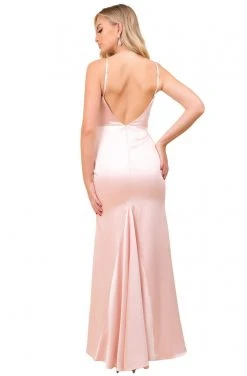 Nox Anabel - C302 Sleeveless Cowl Neckline Sheath Satin Gown