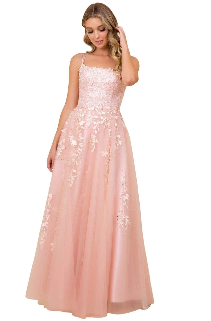 Formal Gowns Nox Anabel - C415 Embroidered Scoop Neck Long A-line Gown 6 Formal Gowns Nox Anabel - C415 Embroidered Scoop Neck Long A-line Gown