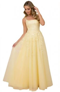 Formal Gowns Nox Anabel - C415 Embroidered Scoop Neck Long A-line Gown 8 Formal Gowns Nox Anabel - C415 Embroidered Scoop Neck Long A-line Gown