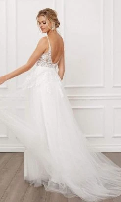 Nox Anabel - E442 Long Sparkle Lace A-Line Wedding Gown Formal Gowns