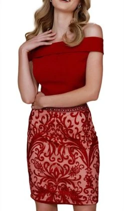 Nox Anabel - E664 Two Piece Crystal Beaded Embroidered Fitted Dress