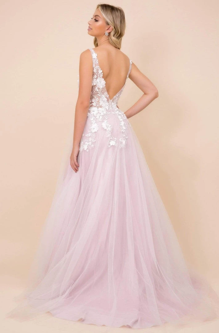 Nox Anabel - F339 Floral Appliqued Illusion Bodice A-Line Tulle Gown Formal Gowns 9 Nox Anabel - F339 Floral Appliqued Illusion Bodice A-Line Tulle Gown Formal Gowns