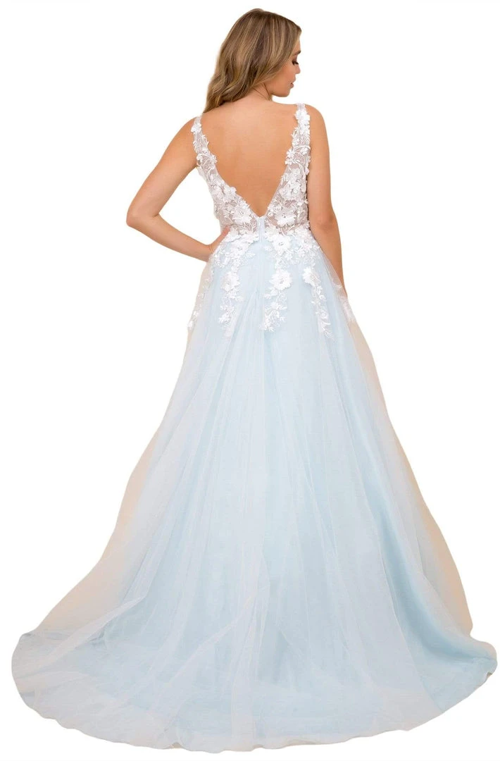 Nox Anabel - F339 Floral Appliqued Illusion Bodice A-Line Tulle Gown Formal Gowns 4 Nox Anabel - F339 Floral Appliqued Illusion Bodice A-Line Tulle Gown Formal Gowns