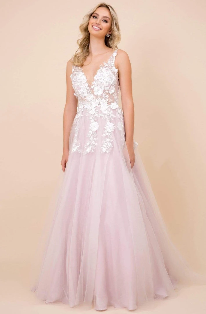 Nox Anabel - F339 Floral Appliqued Illusion Bodice A-Line Tulle Gown Formal Gowns 8 Nox Anabel - F339 Floral Appliqued Illusion Bodice A-Line Tulle Gown Formal Gowns
