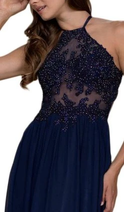 Formal Gowns Nox Anabel - G096 Beaded Lace Halter Chiffon A-line Dress