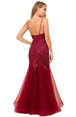 Nox Anabel - H402 Spaghetti Strap Beaded Trumpet Gown 9 Nox Anabel - H402 Spaghetti Strap Beaded Trumpet Gown