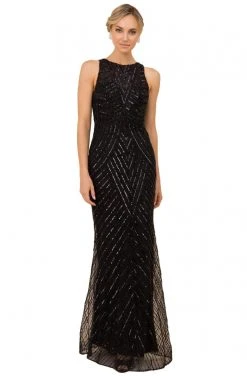 Nox Anabel - H404 Embellished Jewel Neck Sheath Dress Formal Gowns