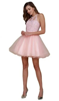 Cocktail Dresses Nox Anabel - Jewel Lace Applique A-Line Cocktail Dress B652