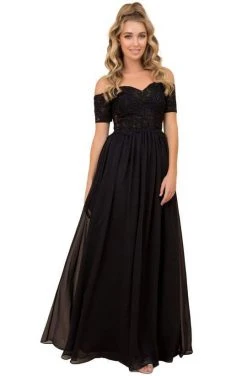 Nox Anabel - Lace Embroidered Sweetheart Notch A-Line Dress A061 - 1 Pc Black In Size L Available Formal Gowns