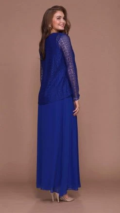 Nox Anabel - Lace V-Neck A-Line Dress 5140 - 1 Pc Royal Blue In Size XL Available Formal Gowns