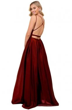 Formal Gowns Nox Anabel - M412 Pleated Plunging Bodice A-Line Dress