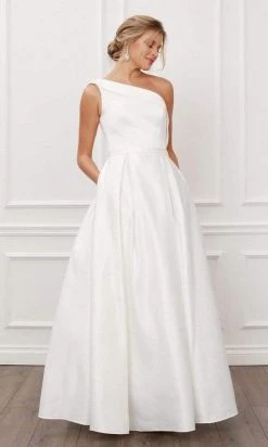 Nox Anabel - One Shoulder A-Line Evening Dress E469 - 1 Pc White In Size 14 Available Formal Gowns