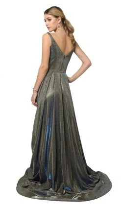 Nox Anabel - R274 Long Iridescent V Neck Gown With Train Formal Gowns 13 Nox Anabel - R274 Long Iridescent V Neck Gown With Train Formal Gowns